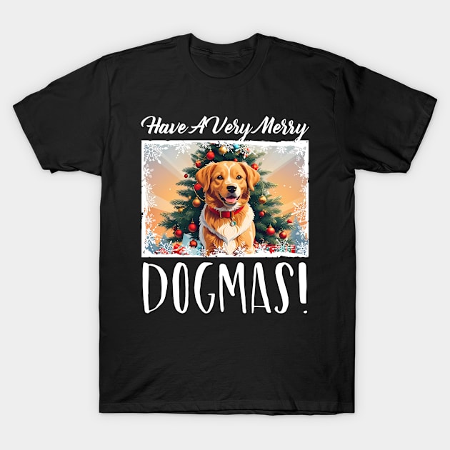 Merry Dogmas, Cute Animal Lover Christmas Dog Her Kids T-Shirt by NearlyNow